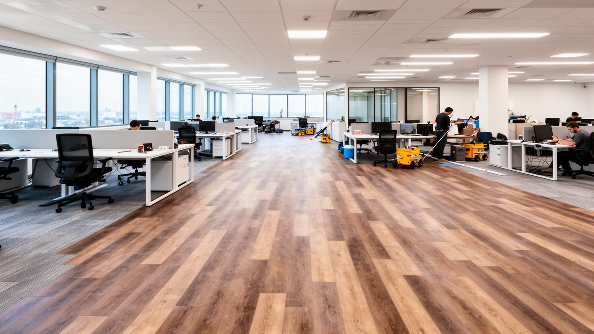 Commercial flooring installation in a Loveland Colorado office space