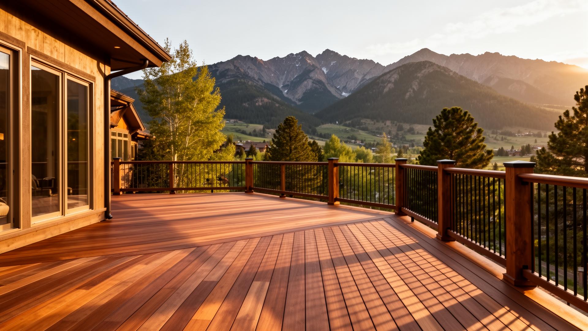 Custom wood deck with mountain views in Loveland Colorado